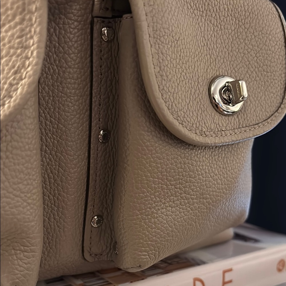 COACH Large Taupe Pebbled Leather Billie Backpack. - Picture 11 of 14